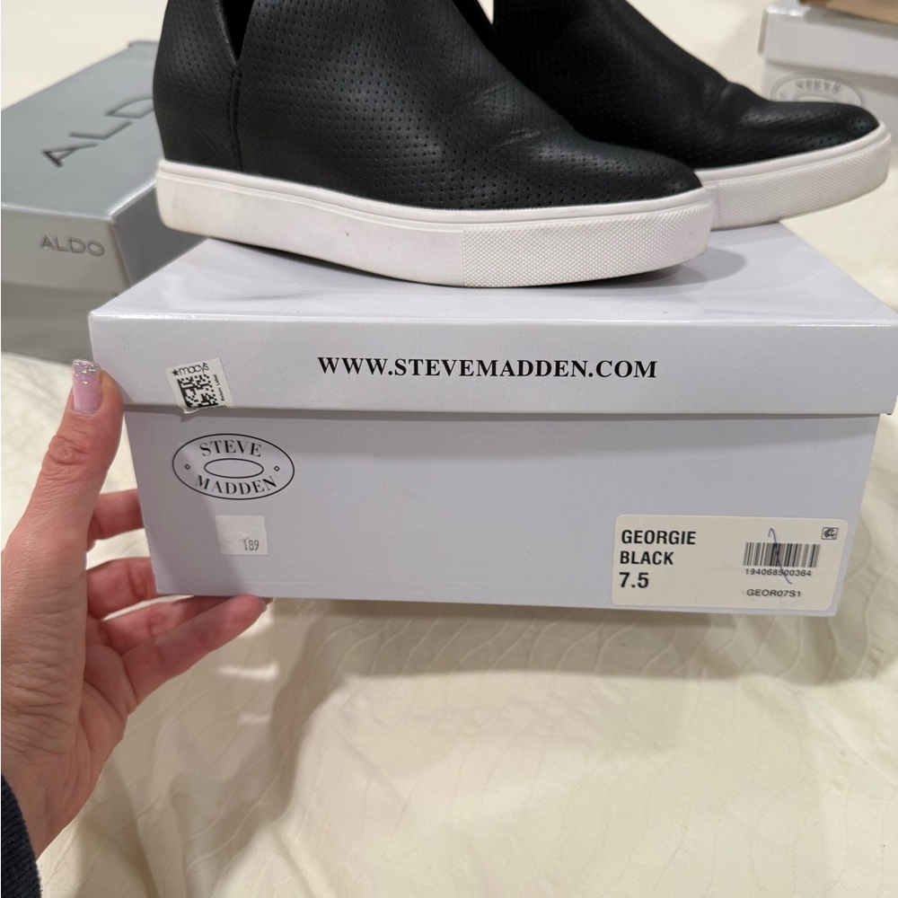 Steve Madden Black Perforated Slip-Ons